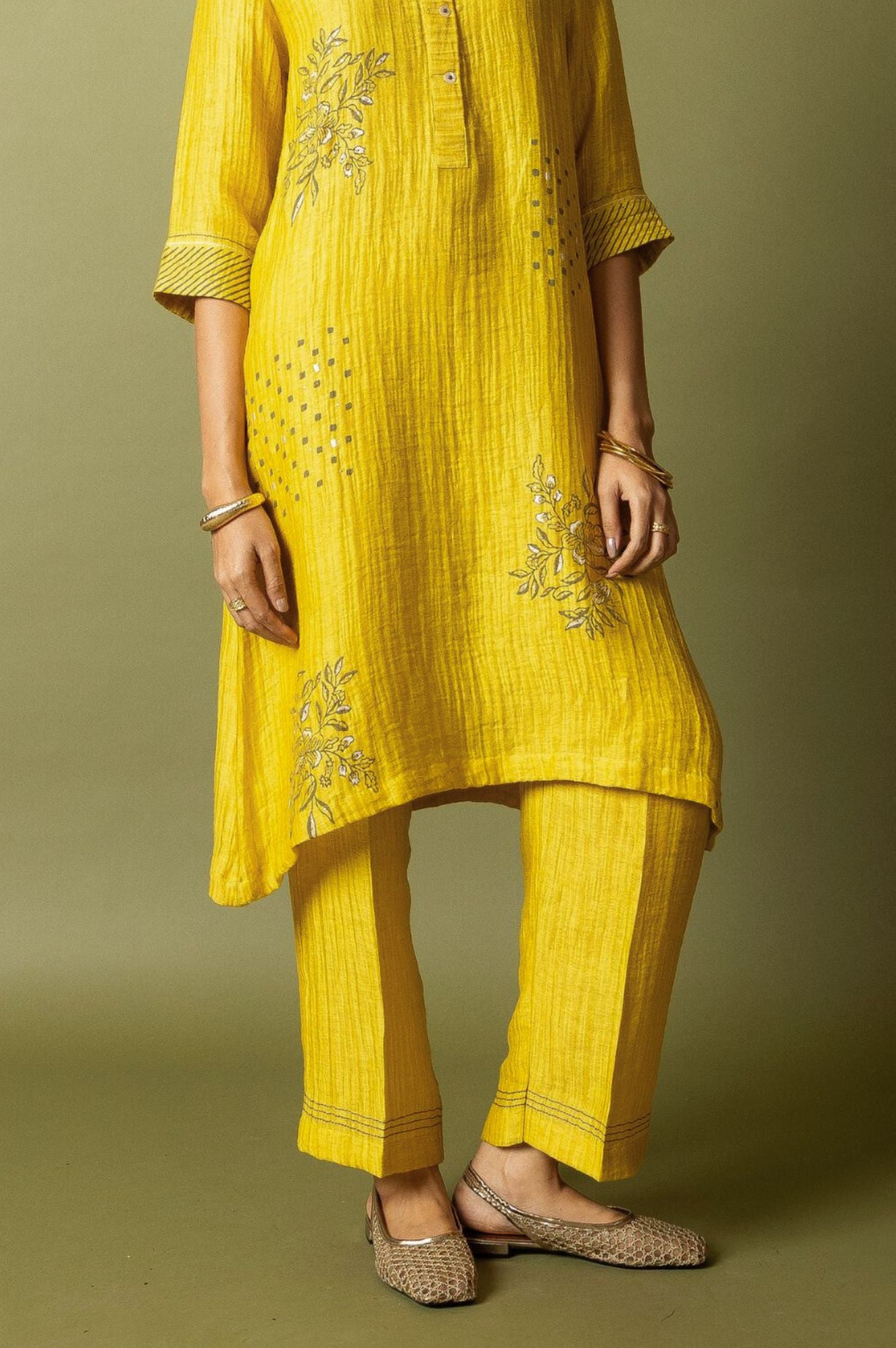 Navy Textured Silk Linen Block and Embroidery Set