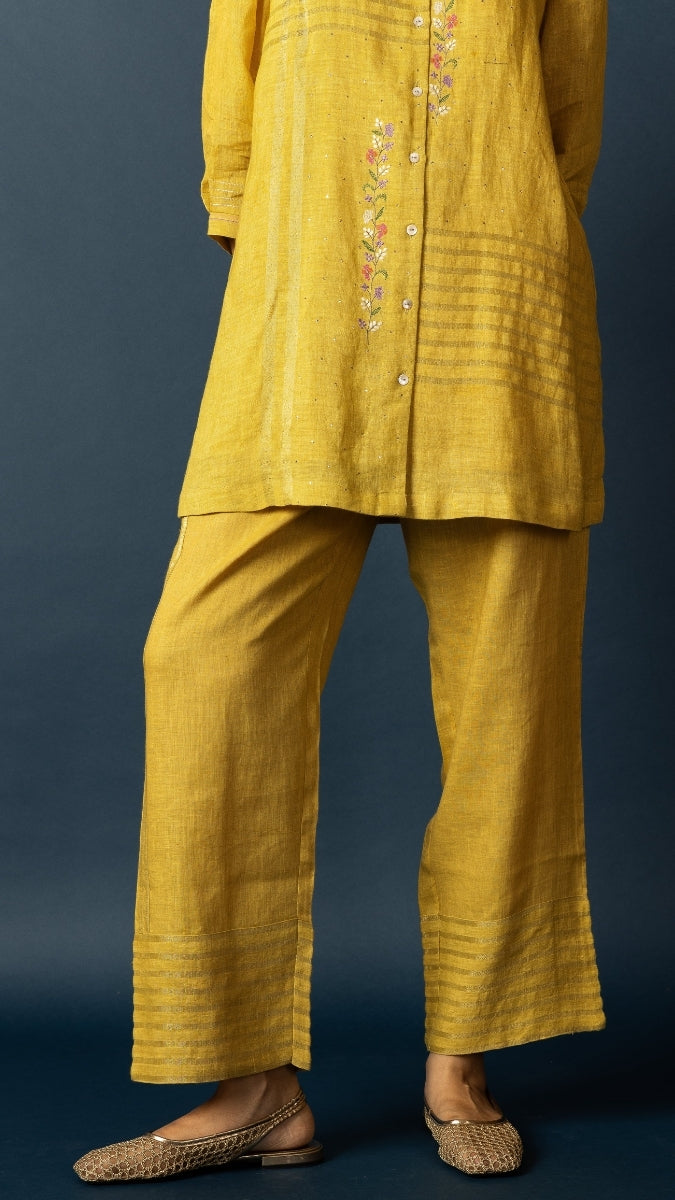 White Linen Zari Embroidered Set