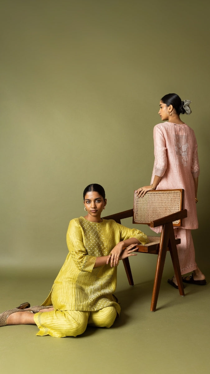 Lime Textured Silk Linen Block Set