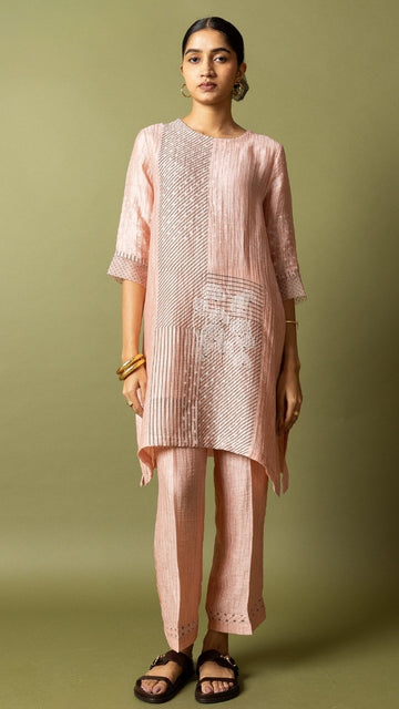 Pink Textured Silk Linen Block Set