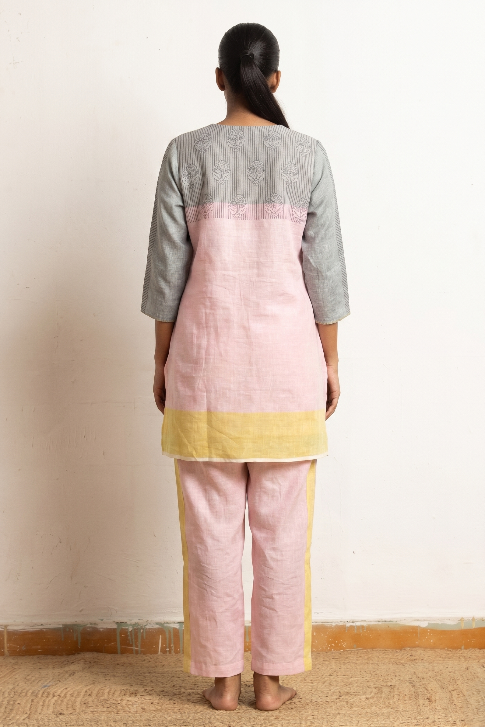 Block Printed Pink Coord Set | Oregano