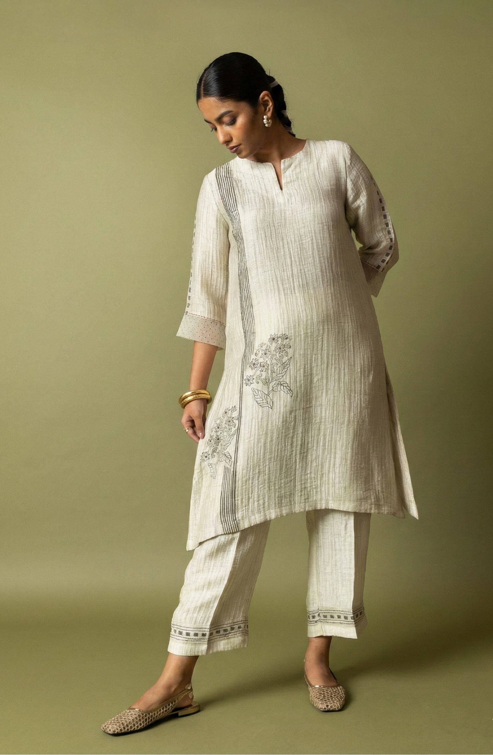 Natural Textured Silk Linen Set