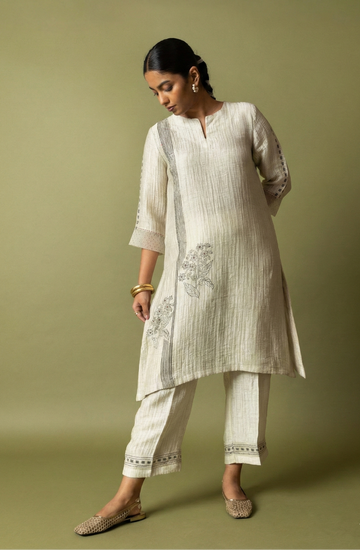 Natural Textured Silk Linen Set