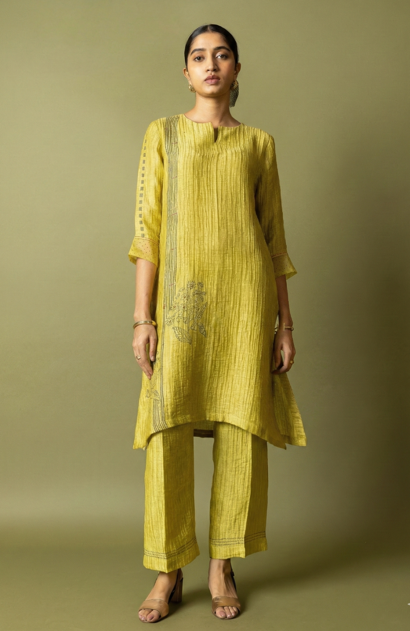 Natural Textured Silk Linen Set