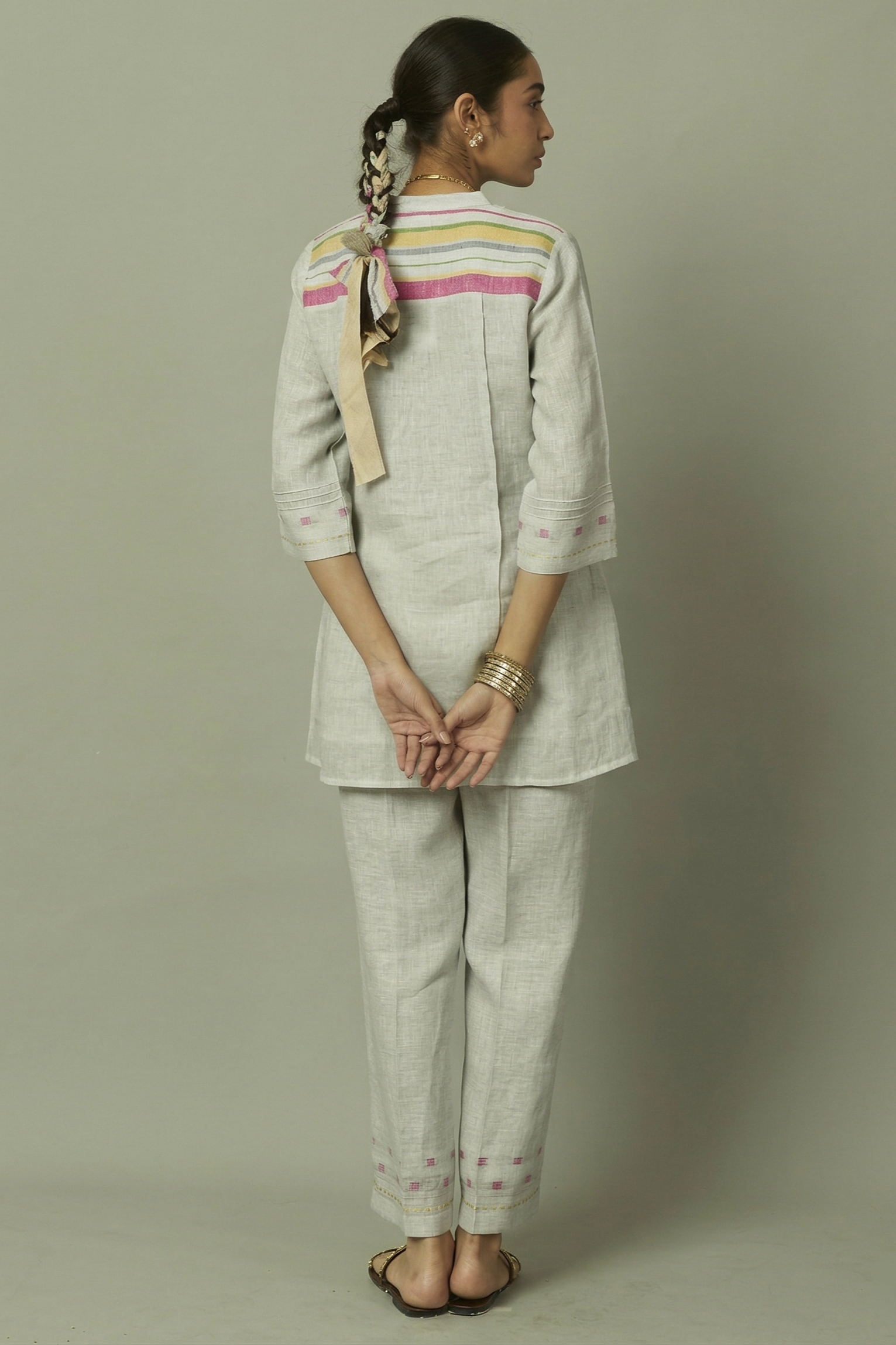 Linen Multi-Stripe Tunic Coord Set | Oregano