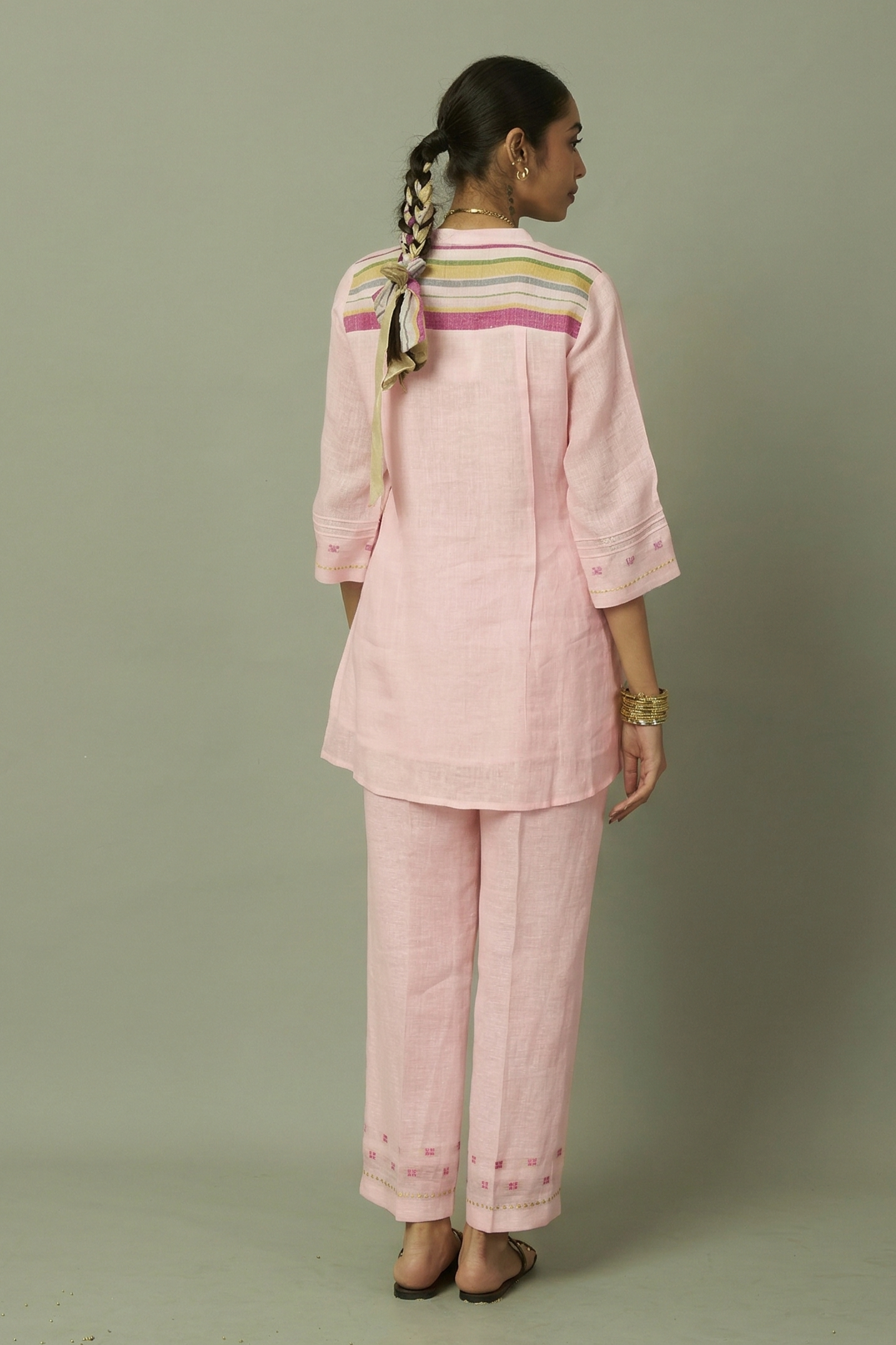 Linen Multi-Stripe Tunic Coord Set | Oregano
