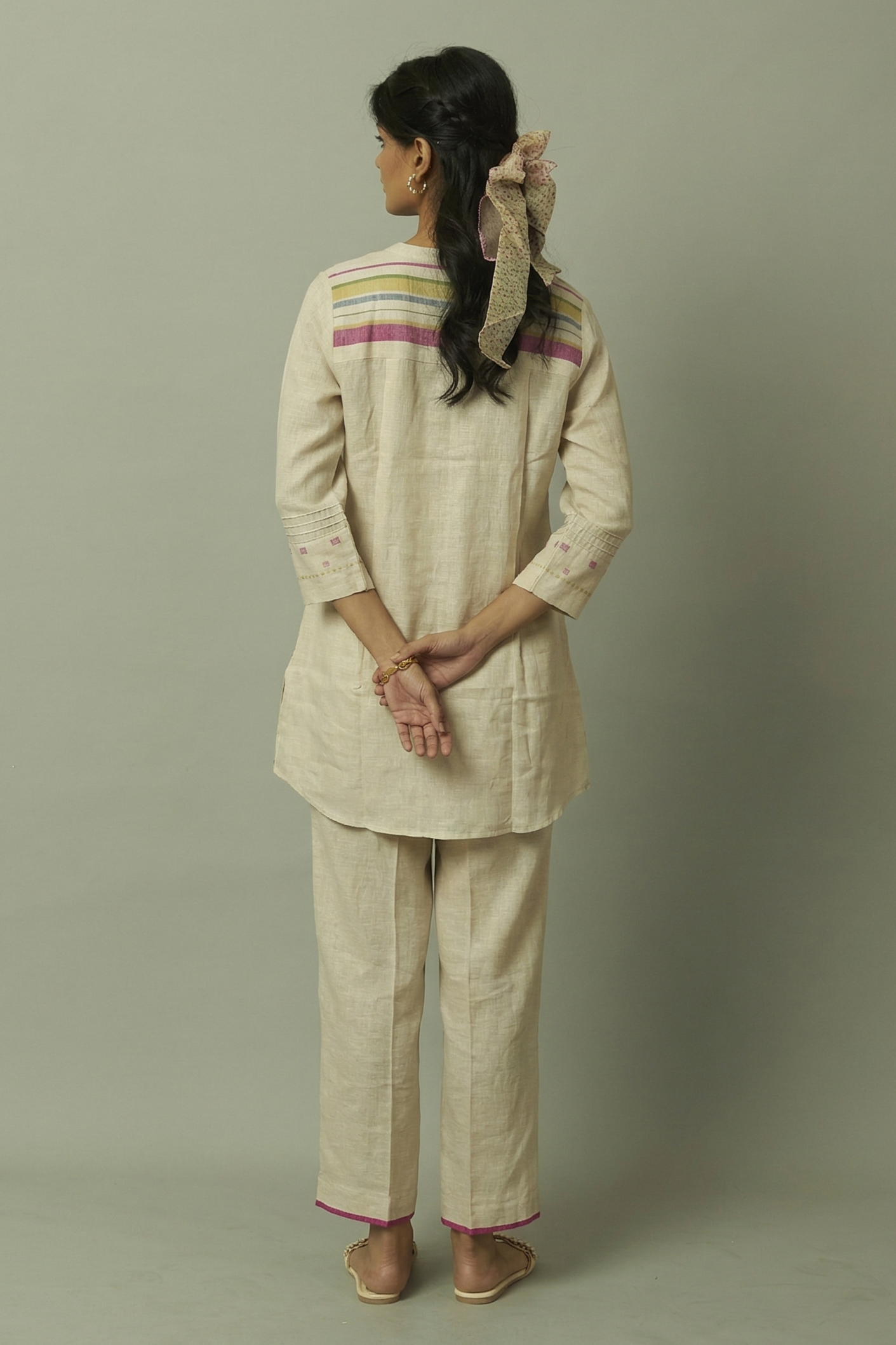 Linen Multi-Stripe Tunic Coord Set | Oregano