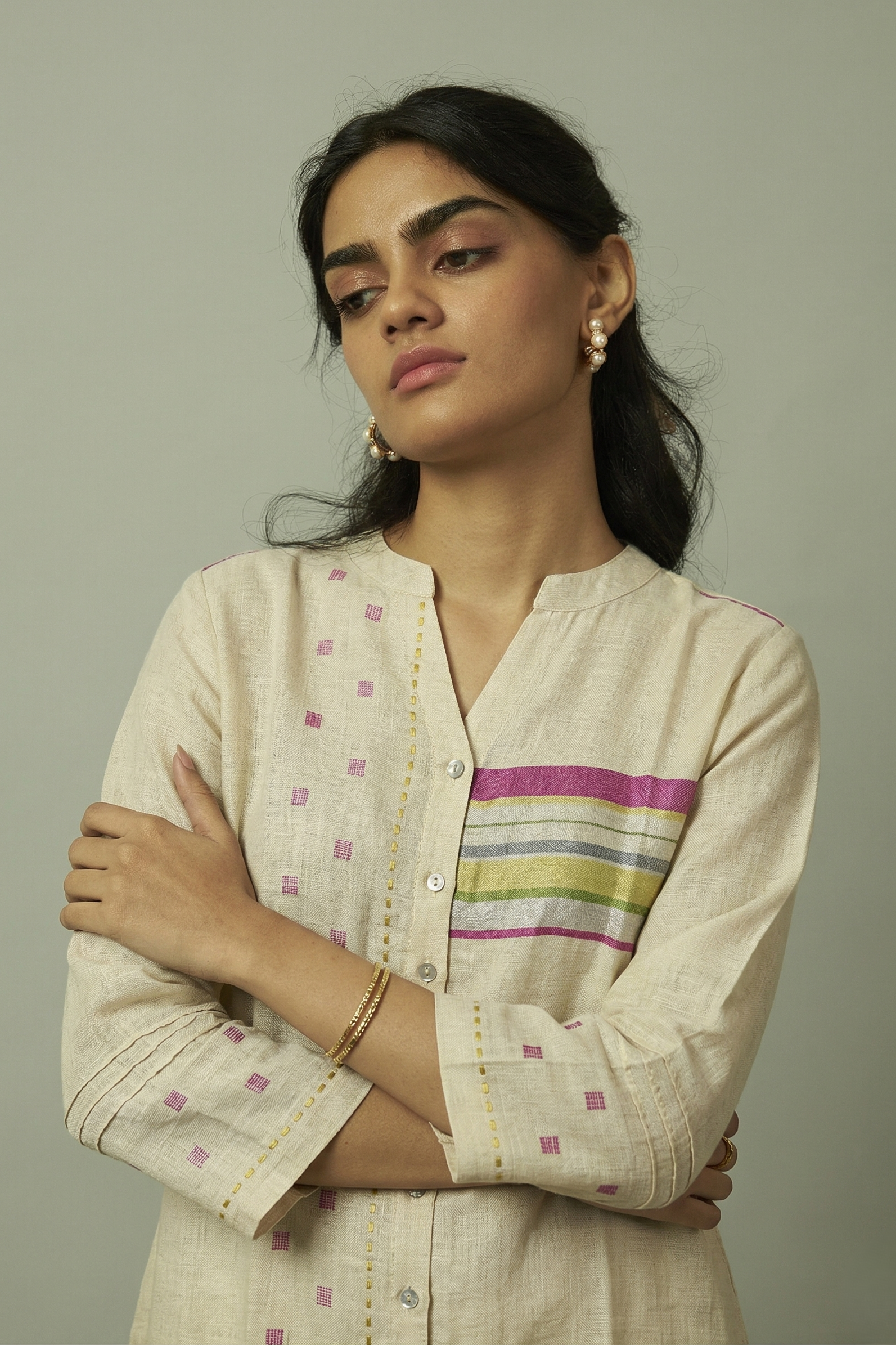 Linen Multi-Stripe Tunic Coord Set | Oregano