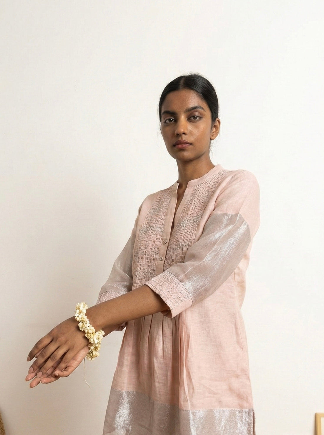 Zari Linen Tunic with Pintucks