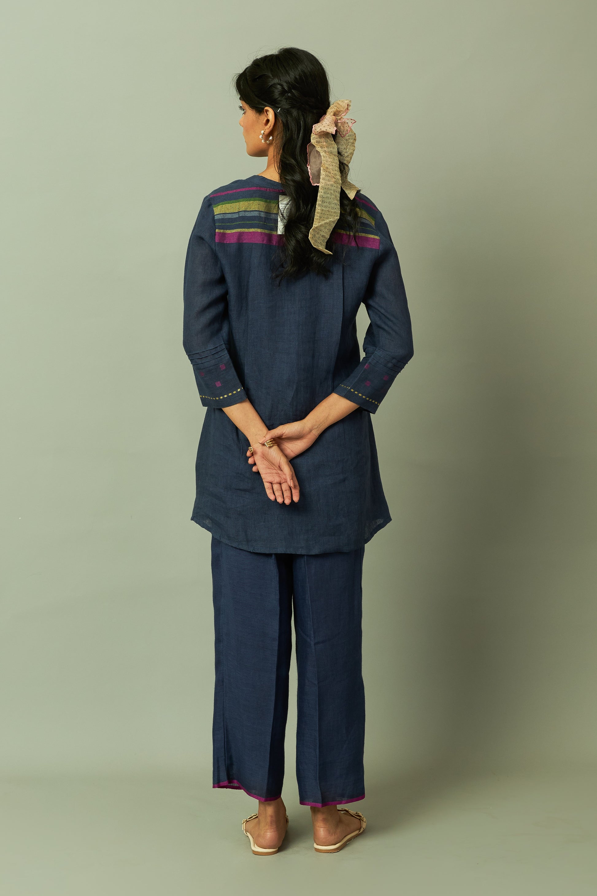 Linen Multi-Stripe Tunic Coord Set | Oregano
