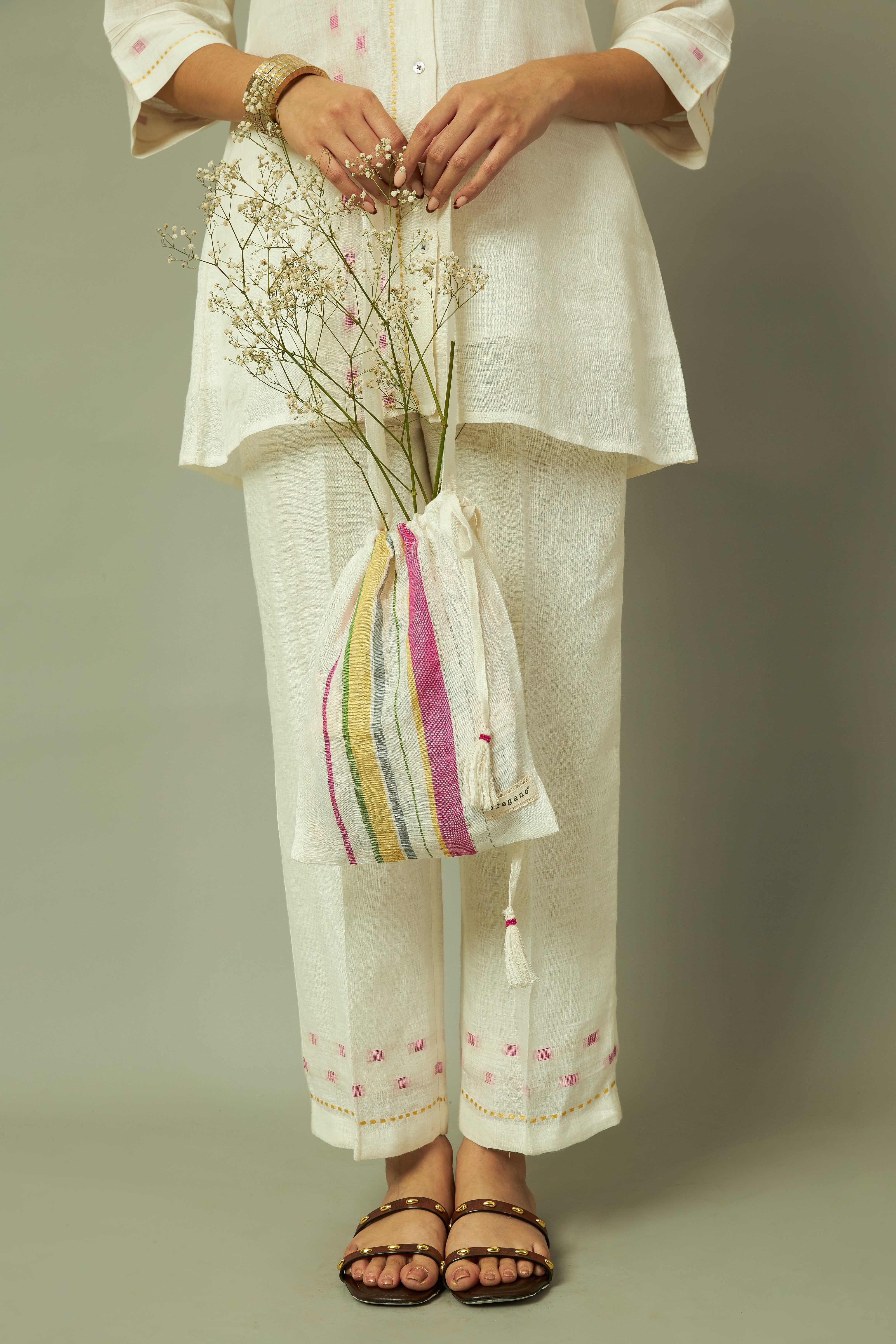 Linen Multi-Stripe Tunic Coord Set | Oregano